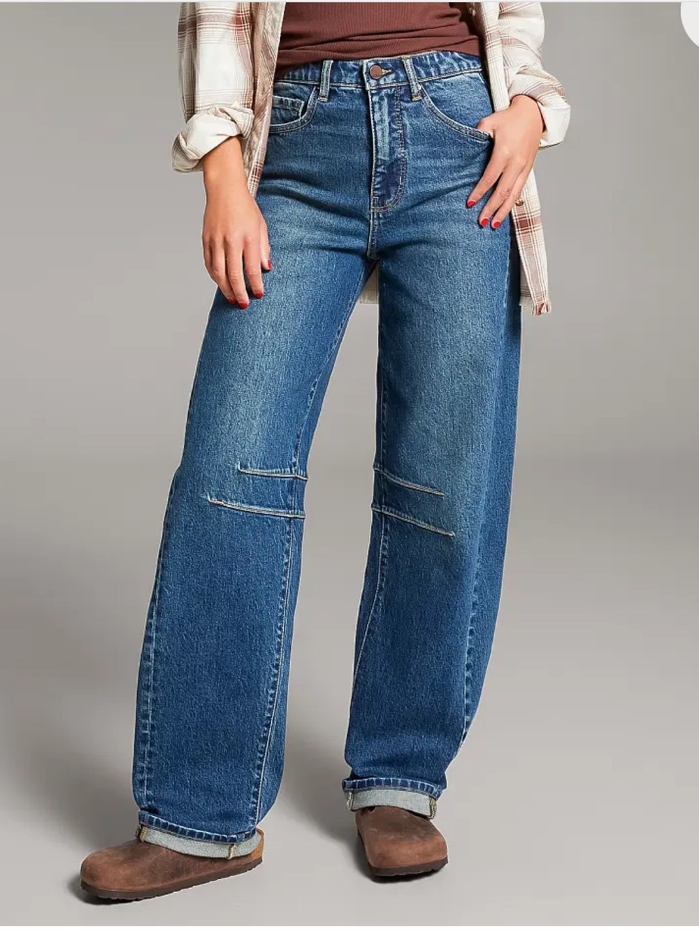 NWOT 🤎 BKE 🤎 Horseshoe 🐴 Barrel Slim Fit High Rise Blue Jeans 25 x 32